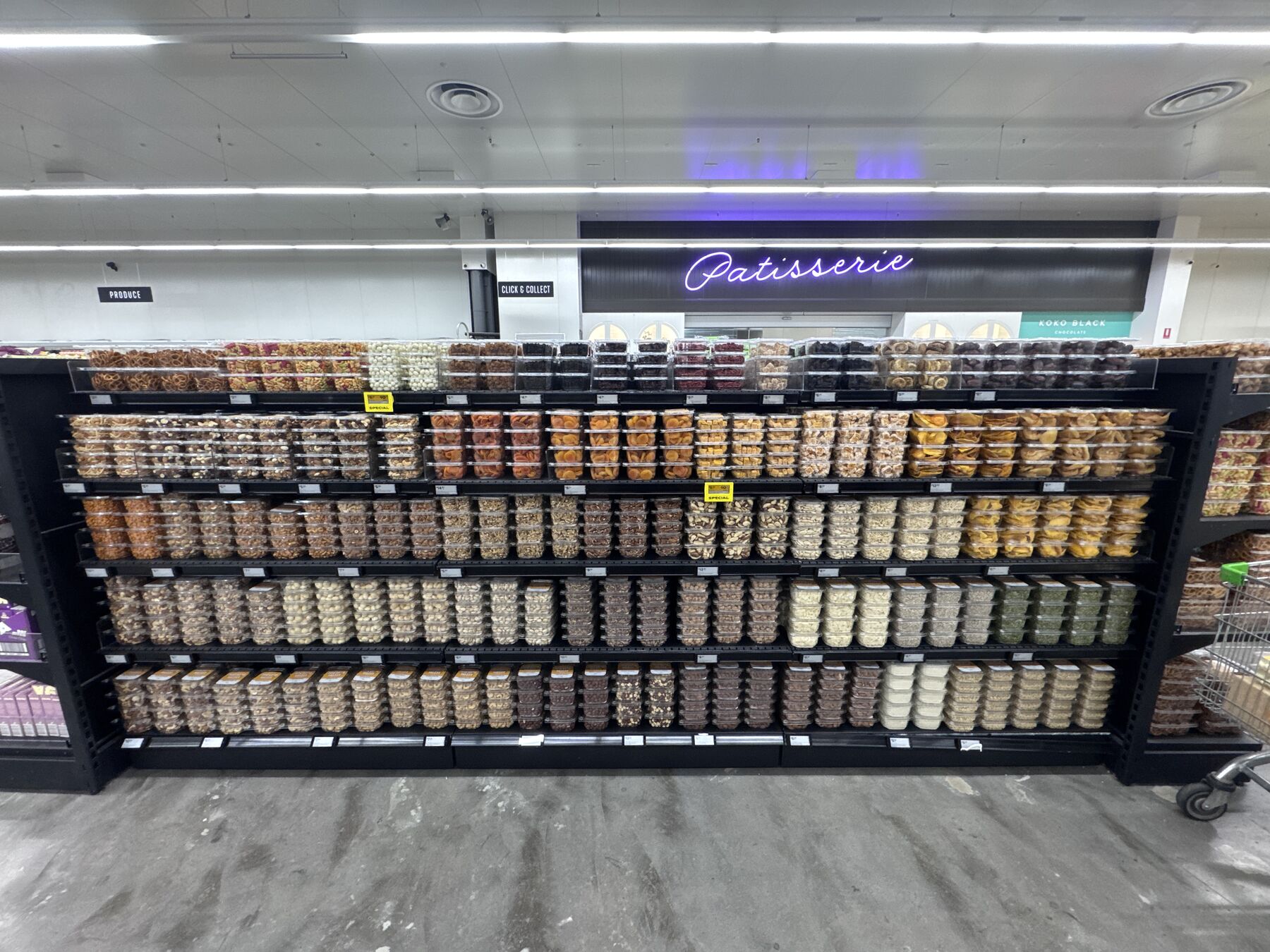 A wide shelf of Orchard Valley tubs.